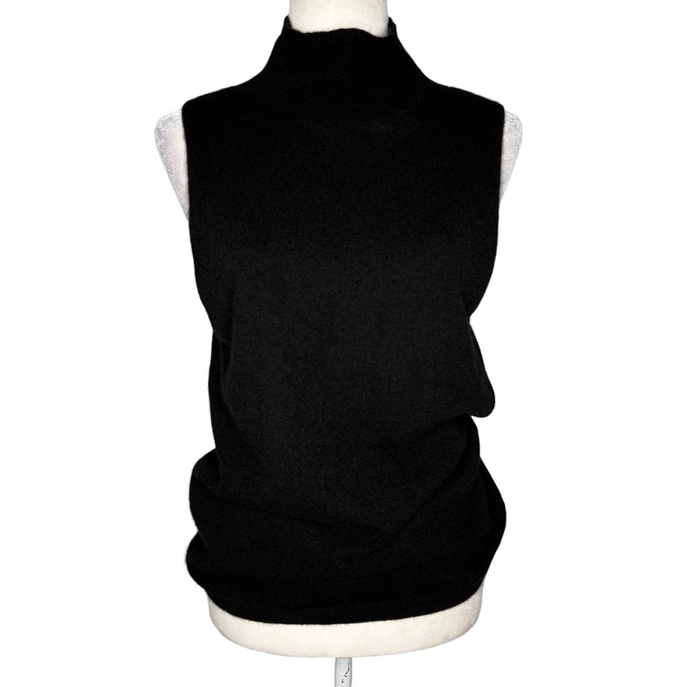 Naadam Sweater Tank XL Black 100% Cashmere Turtleneck Knit Minimalist Basic